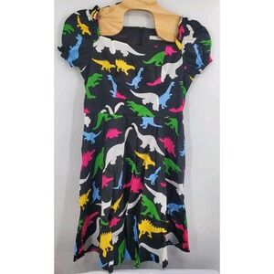 Hanpceirs Dinosaur Print Dress Puff Short Sleeve Square Neck Pockets Size 2XL